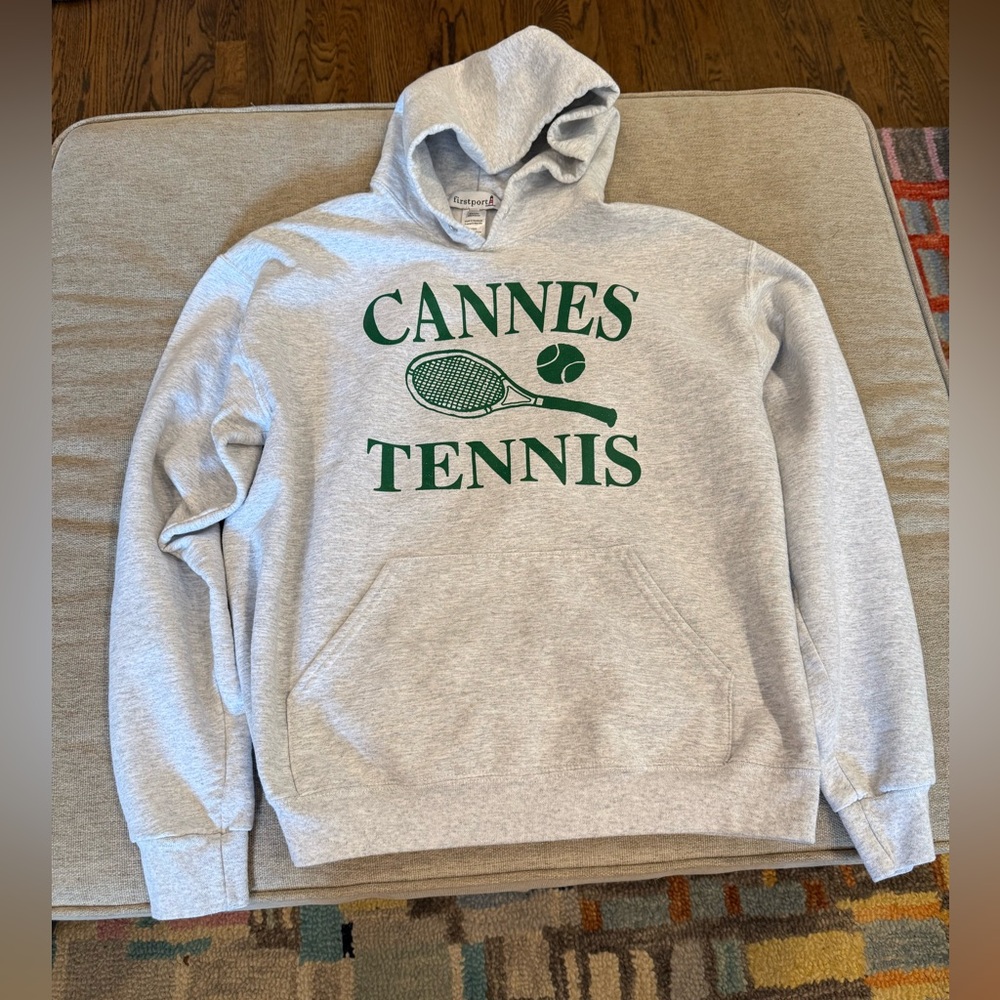 Firstport Gray Hoodie French preppy Cannes Tennis size M